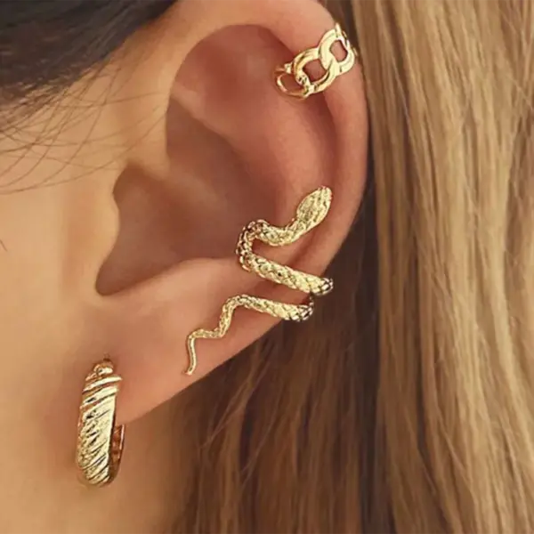 Wholesale 1 Piece Simple Style Artistic Snake 304 Stainless Steel PVD Coated Ear Cuffs