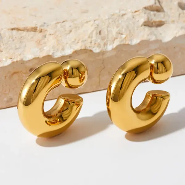 PVD Coated Real Gold Plated 16K White Plating Geometric Solid Color 304 Stainless Steel Simple Style Waterproof Non Tarnish Ear Studs