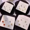 Wholesale 6 Pieces Casual Cute Shiny Fruit Snowflake Plating Inlay Copper Artificial Diamond 14K Gold Plated 16K Gold Plated Ear Studs