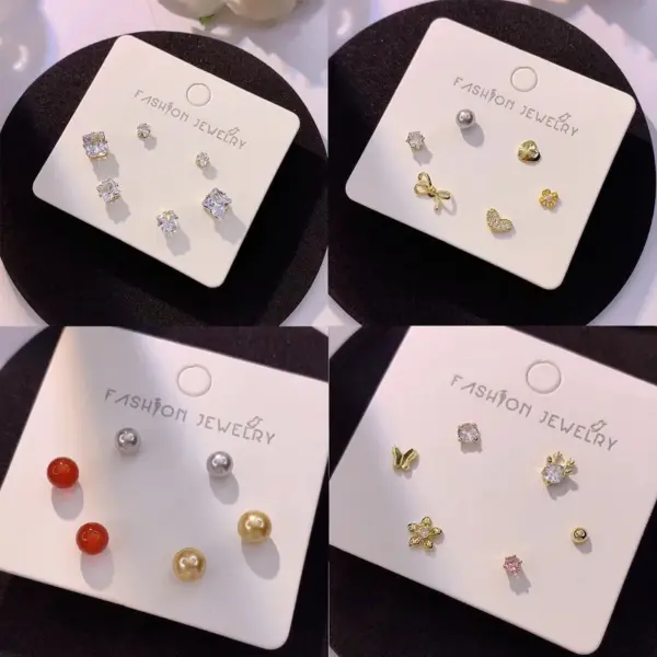 Wholesale 6 Pieces Casual Cute Shiny Fruit Snowflake Plating Inlay Copper Artificial Diamond 14K Gold Plated 16K Gold Plated Ear Studs