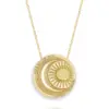 Wholesale 201 Stainless Steel 304 Stainless Steel Gold Plated Retro Simple Style Plating Hollow Out Sun Moon Pendant Necklace