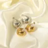 oly-a67bc249b832413660aeff164538e53c Wholesale PVD Coated Real Gold Plated 18K Gold Solid Color 304 Stainless Steel Simple Style Waterproof Non Tarnish Ear Studs