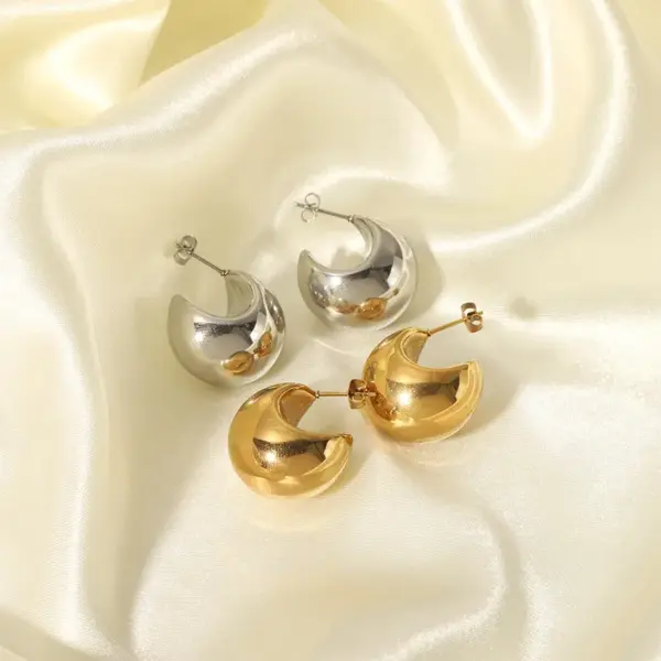 oly-a67bc249b832413660aeff164538e53c Wholesale PVD Coated Real Gold Plated 18K Gold Solid Color 304 Stainless Steel Simple Style Waterproof Non Tarnish Ear Studs