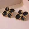 304 Stainless Steel Plastic Flower Electroplating Imitation Gold Fairy Style Cute Sweet Ear Studs
