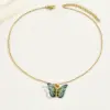 Wholesale Sweet Simple Style Butterfly Copper 18k Gold Plated Zircon Necklace In Bulk