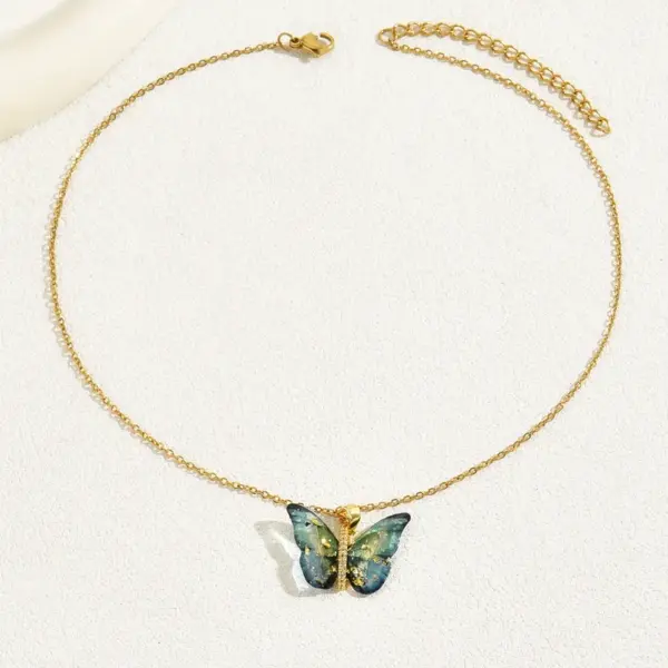 Wholesale Sweet Simple Style Butterfly Copper 18k Gold Plated Zircon Necklace In Bulk