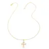 Wholesale Copper Bamboo Necklace 18K Gold Plated Plating Inlaid Shell Cross Virgin Mary Pendant Necklace