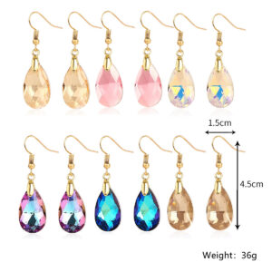 6-color 6-piece water drop crystal earrings