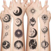 Wholesale New black and white sun and moon tattoo waterproof party gifts funny fun face stickers cross-border