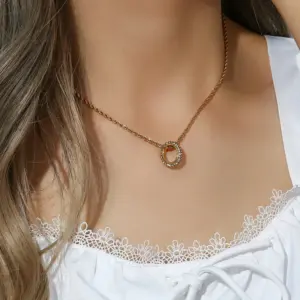 Wholesale PVD Coated Real Gold Plated 18K Gold Round 304 Stainless Steel Basic Waterproof Non Tarnish 304 Stainless Steel Necklace