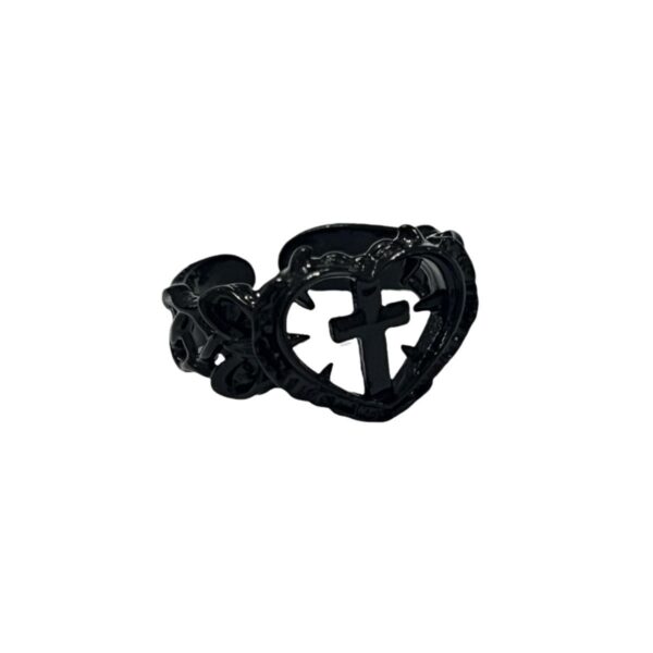 Wholesale New Silver-Plated Monastery Cross Love Ring Gothic Style Retro Niche Dyed Black European and American Style Cross-Border Ring