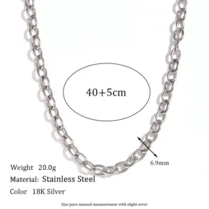 6.9mm Cross Chain-Steel Necklace-40cm+5cm