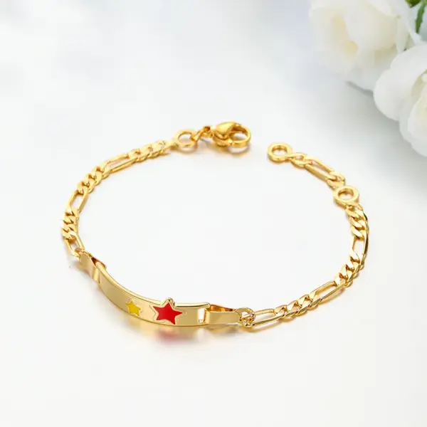 Wholesale Xuping New Drop Oil Series Geometric Square Lightweight Imitation Gold Color Children's Bracelets