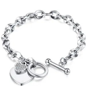 A558-Diamond in the Debris Heart Bracelet Steel Color