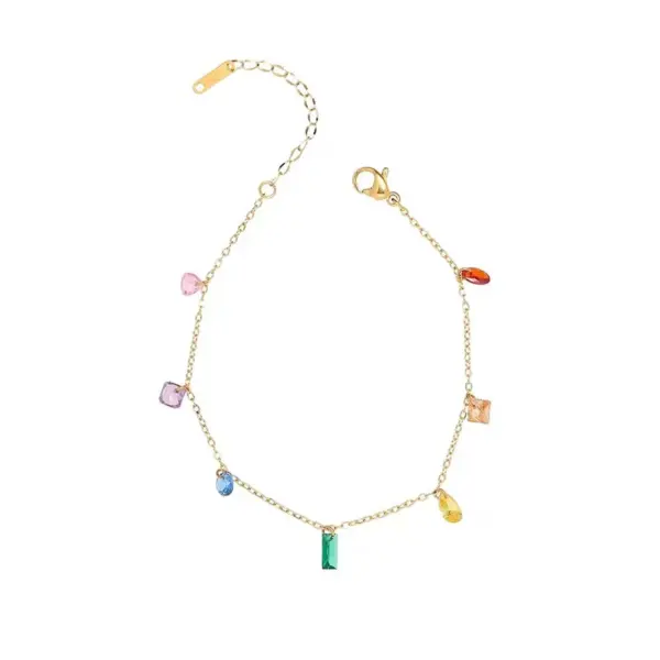 PVD Coated Real Gold Plated 18K Gold Oval Rectangle 304 Stainless Steel Sweet Waterproof Non Tarnish Bracelets Necklace