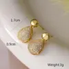 Wholesale 1 Pair Retro Simple Style Commute Round Water Droplets Inlay Copper Zircon 18K Gold Plated Drop Earrings