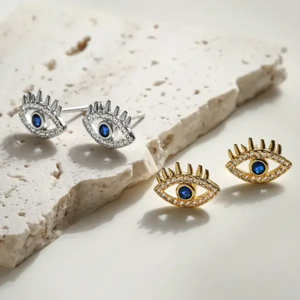 Wholesale 1 Pair Casual Streetwear Devil's Eye Plating Inlay Copper Zircon 18k Gold Plated White Gold Plated Ear Studs