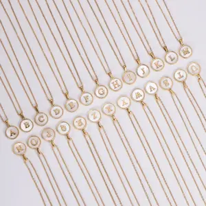 PVD Coated 18K Gold Plated Letter Shell Simple Style Waterproof Non Tarnish 304 Stainless Steel Pendant Necklace