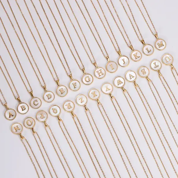 PVD Coated 18K Gold Plated Letter Shell Simple Style Waterproof Non Tarnish 304 Stainless Steel Pendant Necklace