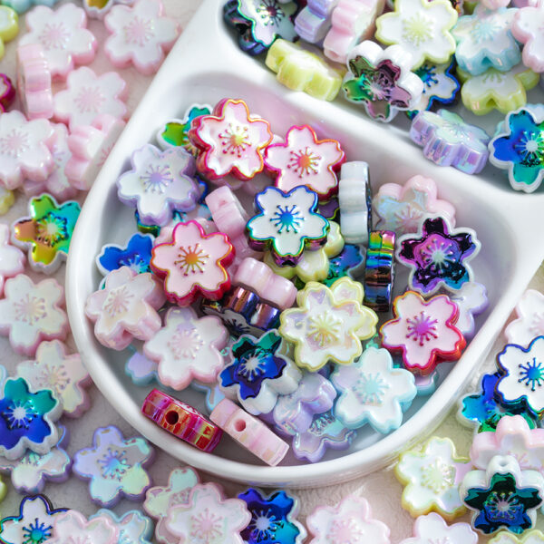 Wholesale Colorful Cherry Blossoms Acrylic Beads
