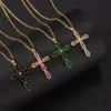 Wholesale Elegant Lady Cross Copper Plating Inlay Zircon Pendant Necklace
