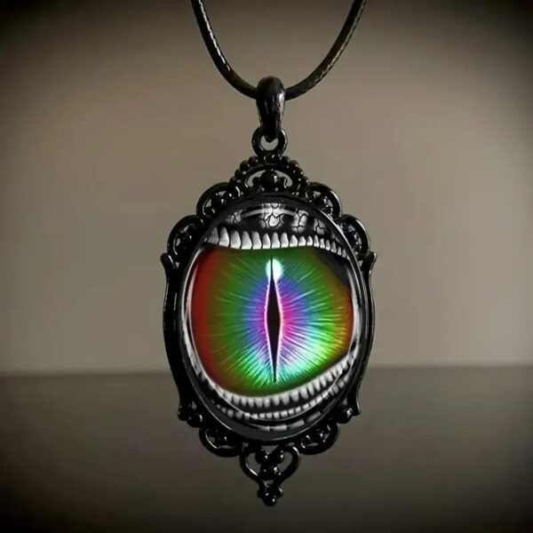 Wholesale High Gothic Punk Victorian Style Pendant Necklace Black Photo Frame Fantasy Devil's Eye Black Necklace