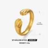 Wholesale PVD Coated 18K Gold Plated Heart Shape Butterfly 304 Stainless Steel IG Style Waterproof Non Tarnish Open Rings