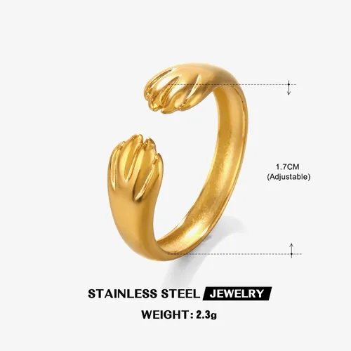 Wholesale PVD Coated 18K Gold Plated Heart Shape Butterfly 304 Stainless Steel IG Style Waterproof Non Tarnish Open Rings