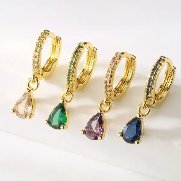 Wholesale 1 Pair Simple Style Geometric Copper Irregular Plating Inlay Zircon Earrings