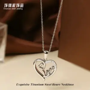 Steel Color Heart Necklace N0453S