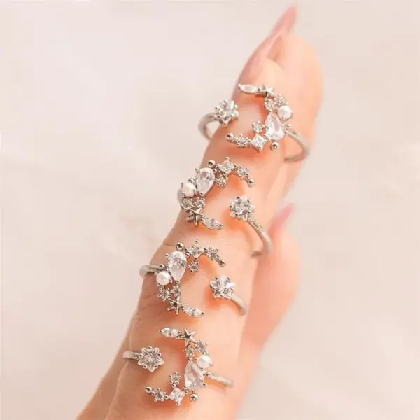 Wholesale Copper Geometric Zircon Open Rings