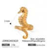 Wholesale 304 Stainless Steel Hippocampus PVD Coated 18K Real Gold Plated Real Gold Plated Vacation Marine Style Waterproof Non Tarnish Gold Rings