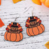 Wholesale Cross-Border New Autumn Harvest Thanksgiving Turkey Pumpkin Funny Pendant Earrings Wooden Double-Sided Earrings Gift
