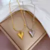 Wholesale PVD Coated Real Gold Plated Heart Shape Titanium Steel Modern Style Waterproof Non Tarnish Titanium Steel Pendant Necklace