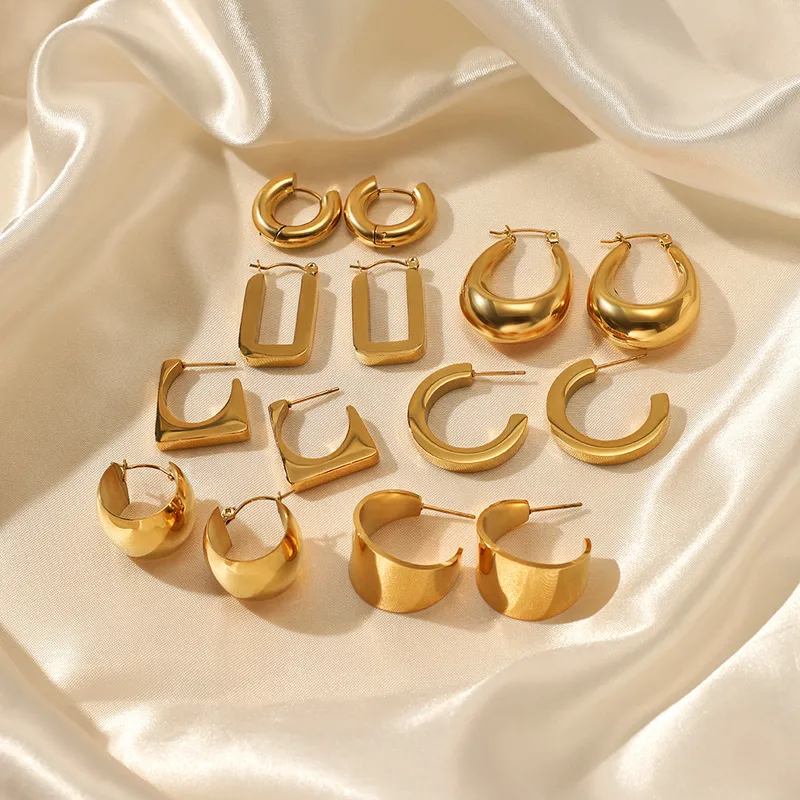 Wholesale 1 Pair IG Style Simple Style Solid Color Plating 304 Stainless Steel Stainless Steel Earrings