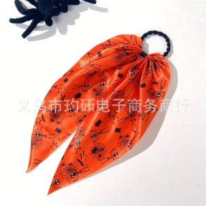 Rubber band style-orange-red-skull spider web