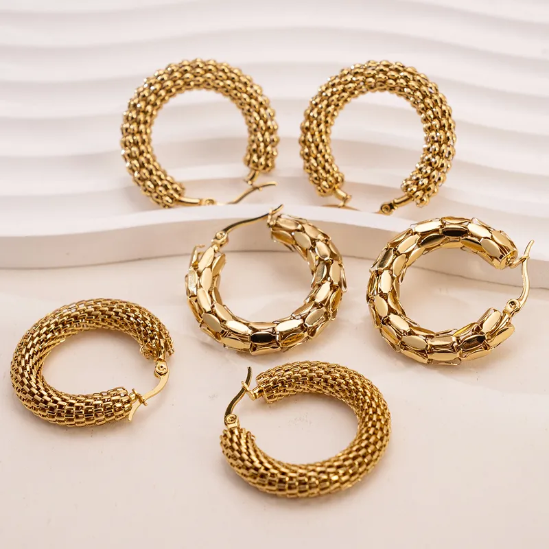 Wholesale 1 Pair Retro Geometric Plating 304 Stainless Steel Earrings