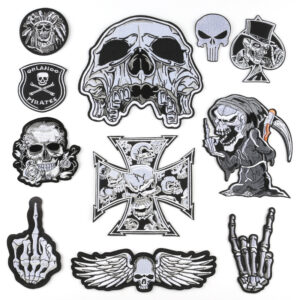 oly-a6de08234e0a1f5976f7a3679dc82974 Wholesale Computer Embroidery Label Badge Patch Garment Accessories Cross-border Supply Skull Finger Ghost Head Embroidery Cloth Patch