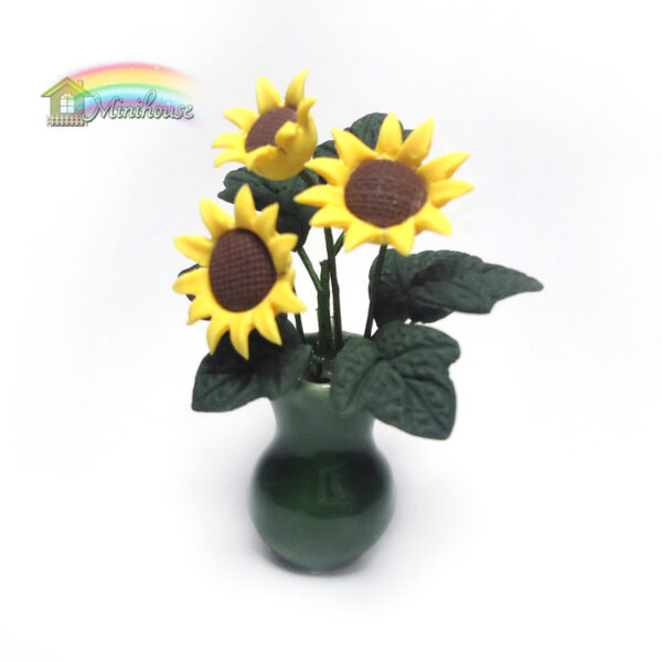 Wholesale 1:12 dollhouse accessories dollhouse mini plant clay flower handmade flower sunflower flower arrangement model