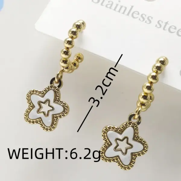 Wholesale 304 Stainless Steel Pentagram Heart Shape Electroplating Golden Plated Elegant Simple Style Classic Style Waterproof Non Tarnish Earrings