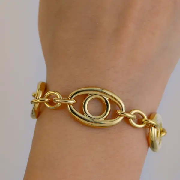 Wholesale Casual Retro Simple Style Geometric Lips 304 Stainless Steel 18K Gold Plated Zircon Cable Chain Bracelets In Bulk