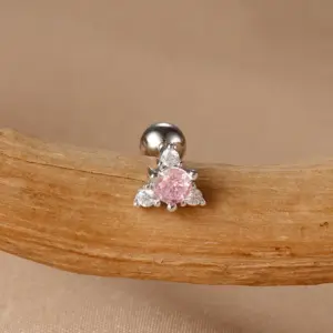 Y26467-Silver-Pink diamond-1pc