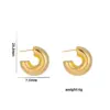 Wholesale PVD Coated Real Gold Plated C Shape Geometric Stainless Steel Casual Elegant Waterproof Non Tarnish Ear Studs