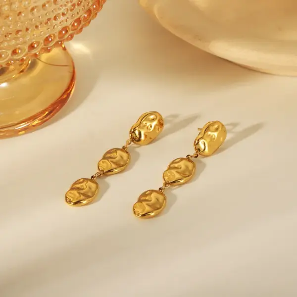 Wholesale 1 Pair Vintage Style Exaggerated Round Plating 304 Stainless Steel 18K Gold Plated Drop Earrings