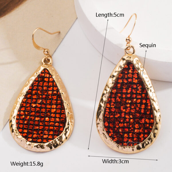 Wholesale European and American Fashion PU Leather Sequin Drop Earrings Simple Shiny Ball Party Exaggerated Earrings Amazon Explosions