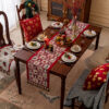 Wholesale Christmas floral woven table runner with pendant