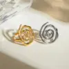 304 Stainless Steel Spiral Thread PVD Coated 18K Real Gold Plated Real Gold Plated IG Style Waterproof Non Tarnish Plating Gold Open Rings