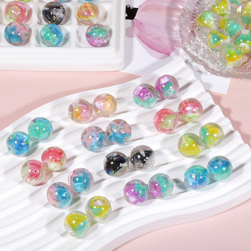 Wholesale Symphony Star Geometric Ball 16mm Resin Through-Hole Loose Beads DIY Mobile Phone Chain Beaded Pen Pendant Jewelry Aessories