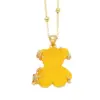 Wholesale Copper Gold Plated Cute Simple Style Bear Inlay Resin Zircon Pendant Necklace