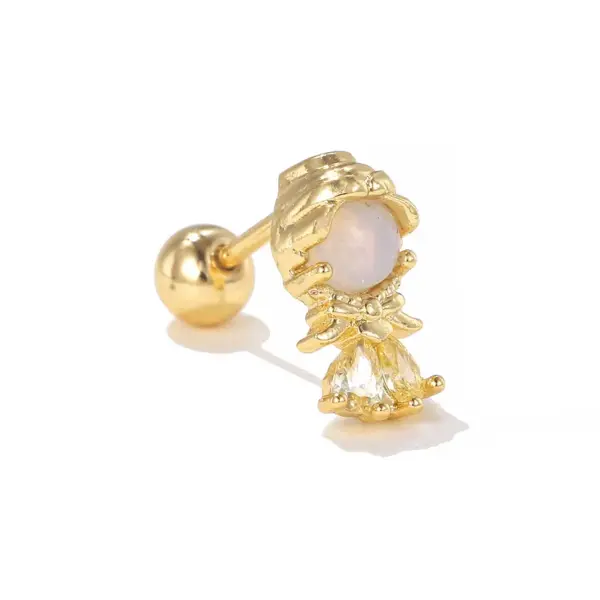 Wholesale 1 Piece Ig Style Simple Style Cartoon Plating Inlay Brass Zircon 18k Gold Plated White Gold Plated Ear Studs